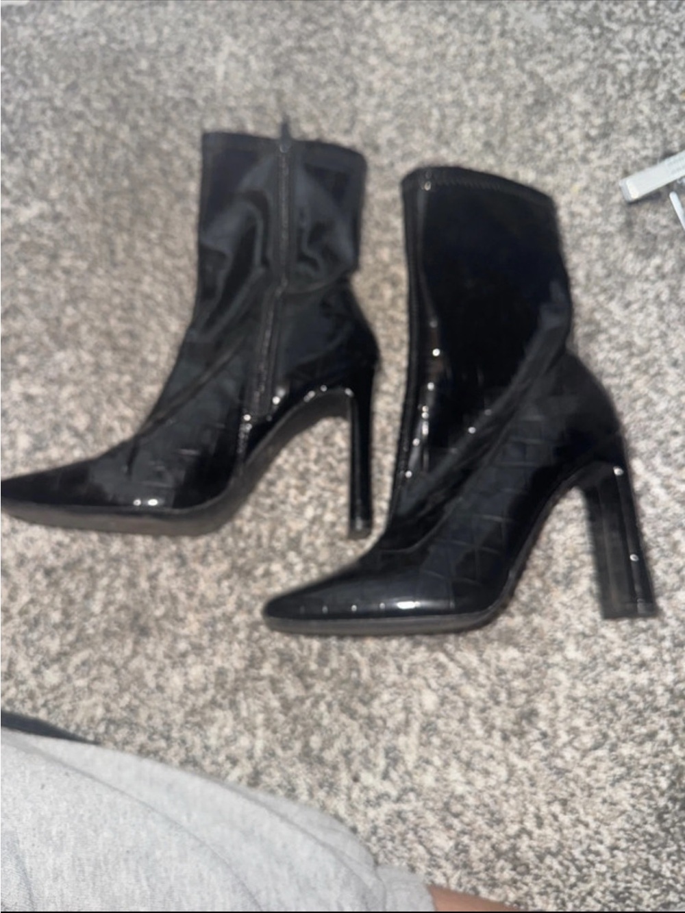Forever 21 Black Patent Pointed Toe Stiletto Ankle Boots